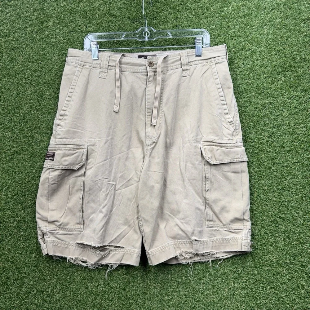 Abercrombie & Fitch Cargo Shorts Mens 34 Khaki Drawstring Cotton Casual Skater